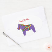 Sticker Ovale Anniversaire du Cheval Violet (Enveloppe)