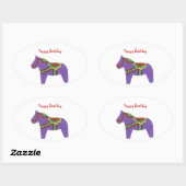 Sticker Ovale Anniversaire du Cheval Violet (Feuille)