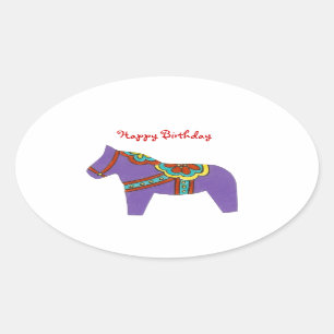 Sticker Ovale Anniversaire du Cheval Violet