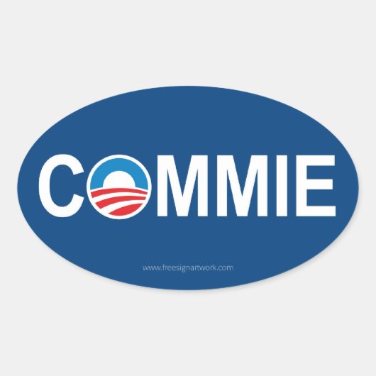 Sticker Ovale Antiobama Commie (Devant)