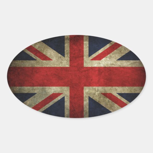 Sticker Ovale Antique drapeau britannique Union Jack britannique (Devant)