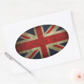 Sticker Ovale Antique drapeau britannique Union Jack britannique (Enveloppe)