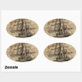 Sticker Ovale Antique Old General France (Feuille)