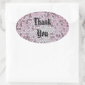 Sticker Ovale Appréciation Merci en mosaïque rose Vitrail (Sac)