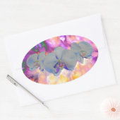 Sticker Ovale Aquarelle Abstraite orchidées tropicales (Enveloppe)