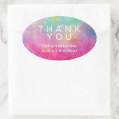 Sticker Ovale Aquarelle brillante Merci d'anniversaire (Sac)