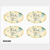 Sticker Ovale Aquarelle Citron et Feuillage Merci (Feuille)