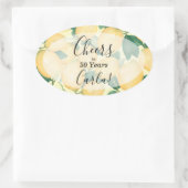Sticker Ovale Aquarelle Citron et Verdure Anniversaire (Sac)
