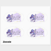 Sticker Ovale Aquarelle Crystals & Gold Géométrique Minimaliste (Feuille)