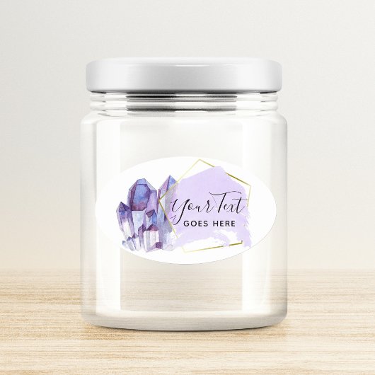 Sticker Ovale Aquarelle Crystals & Gold Géométrique Minimaliste