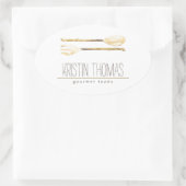 Sticker Ovale Aquarelle cuillère et fourche (Sac)