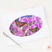 Sticker Ovale Aquarelle de fleur d'orchidée rose violet (Enveloppe)