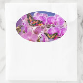 Sticker Ovale Aquarelle de fleur d'orchidée rose violet (Sac)