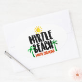 Sticker Ovale Aquarelle de Myrtle Beach (Enveloppe)