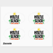 Sticker Ovale Aquarelle de Myrtle Beach (Feuille)
