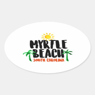 Sticker Ovale Aquarelle de Myrtle Beach