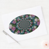 Sticker Ovale Aquarelle florale de pivoine rose blanc (Enveloppe)
