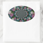 Sticker Ovale Aquarelle florale de pivoine rose blanc (Sac)