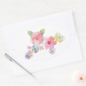 Sticker Ovale Aquarelle florale Pastel Design (Enveloppe)