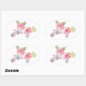 Sticker Ovale Aquarelle florale Pastel Design (Feuille)