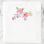 Sticker Ovale Aquarelle florale Pastel Design (Sac)