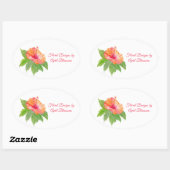 Sticker Ovale Aquarelle Hibiscus fleuriste (Feuille)