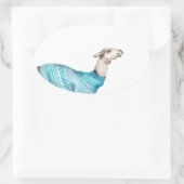 Sticker Ovale Aquarelle Llama en bleu Sweat (Sac)