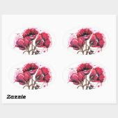 Sticker Ovale Aquarelle rouge (Feuille)