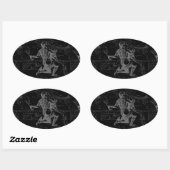 Sticker Ovale Aquarius Constellation Hevelius 1690 sur Noir (Feuille)