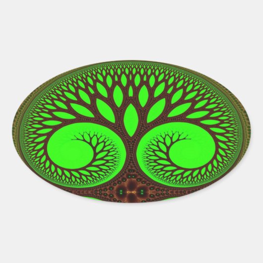 Sticker Ovale Arbre 2 art fractal (Devant)
