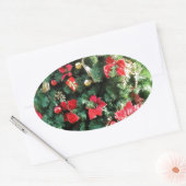 Sticker Ovale Arbre de Noël décoré (Enveloppe)