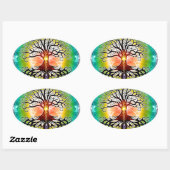 Sticker Ovale Arbre De Vie (Feuille)