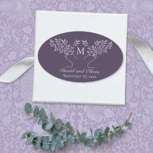 Sticker Ovale Arbre des branches de vie Monogramme Mariage