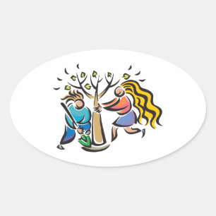 Sticker Ovale Arbre plante A