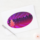 Sticker Ovale Arbres de Noël Tons de pourpre (Enveloppe)