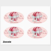 Sticker Ovale arc blanc romantique noué autour du coeur rouge (Feuille)