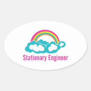 Sticker Ovale Arc-en-ciel du génie stationnaire