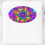 Sticker Ovale Arc-en-ciel fleuri (Sac)