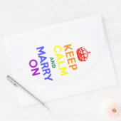 Sticker Ovale Arc-en-ciel Gardez le calme et épousez-vous (Enveloppe)