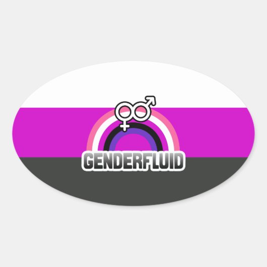STICKER OVALE ARC-EN-CIEL GENDERFLUID (Devant)