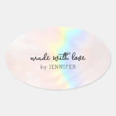 Sticker Ovale Arc-en-ciel Pastel Holographique (Devant)