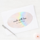 Sticker Ovale Arc-en-ciel Pastel Holographique (Enveloppe)