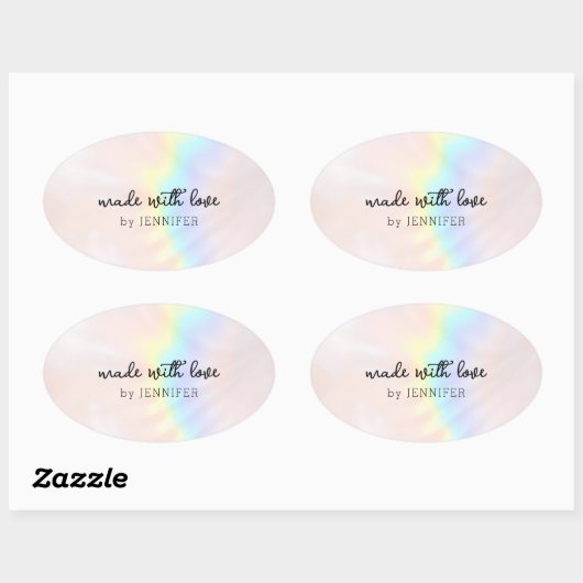 Sticker Ovale Arc-en-ciel Pastel Holographique (Feuille)