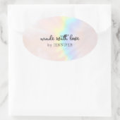 Sticker Ovale Arc-en-ciel Pastel Holographique (Sac)