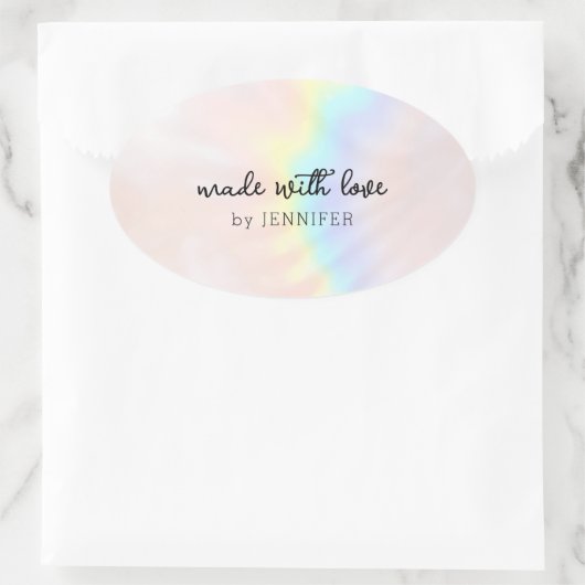 Sticker Ovale Arc-en-ciel Pastel Holographique (Sac)