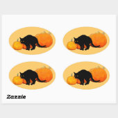 Sticker Ovale Archer Chat noir avec Citrouilles (Feuille)