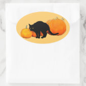 Sticker Ovale Archer Chat noir avec Citrouilles (Sac)