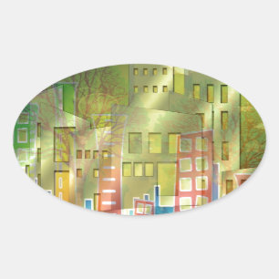 Sticker Ovale Architecture étonnante citadins accessoires d'art