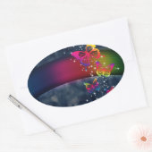 Sticker Ovale Arcs-en-ciel sur papillons (Enveloppe)