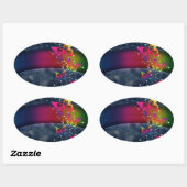 Sticker Ovale Arcs-en-ciel sur papillons (Feuille)